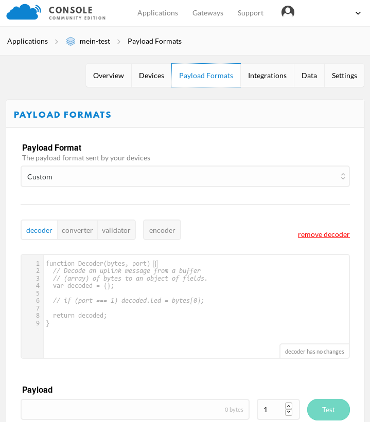 Payload Formats Dekoder (leer)