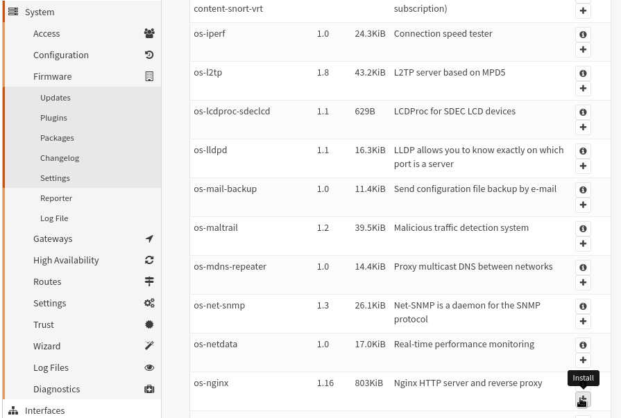 nginx-Plugin installieren